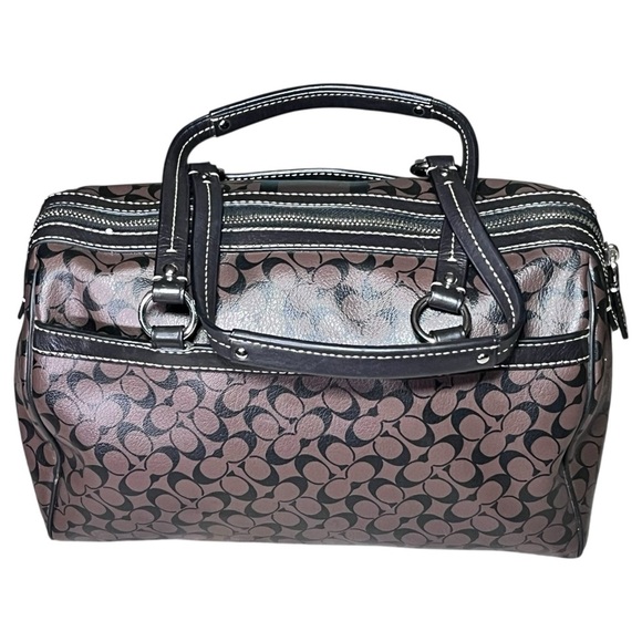 Coach Chelsea Heritage Brown & Black Coated Leather Satchel Handbag F1069-F15132 - Picture 6 of 16